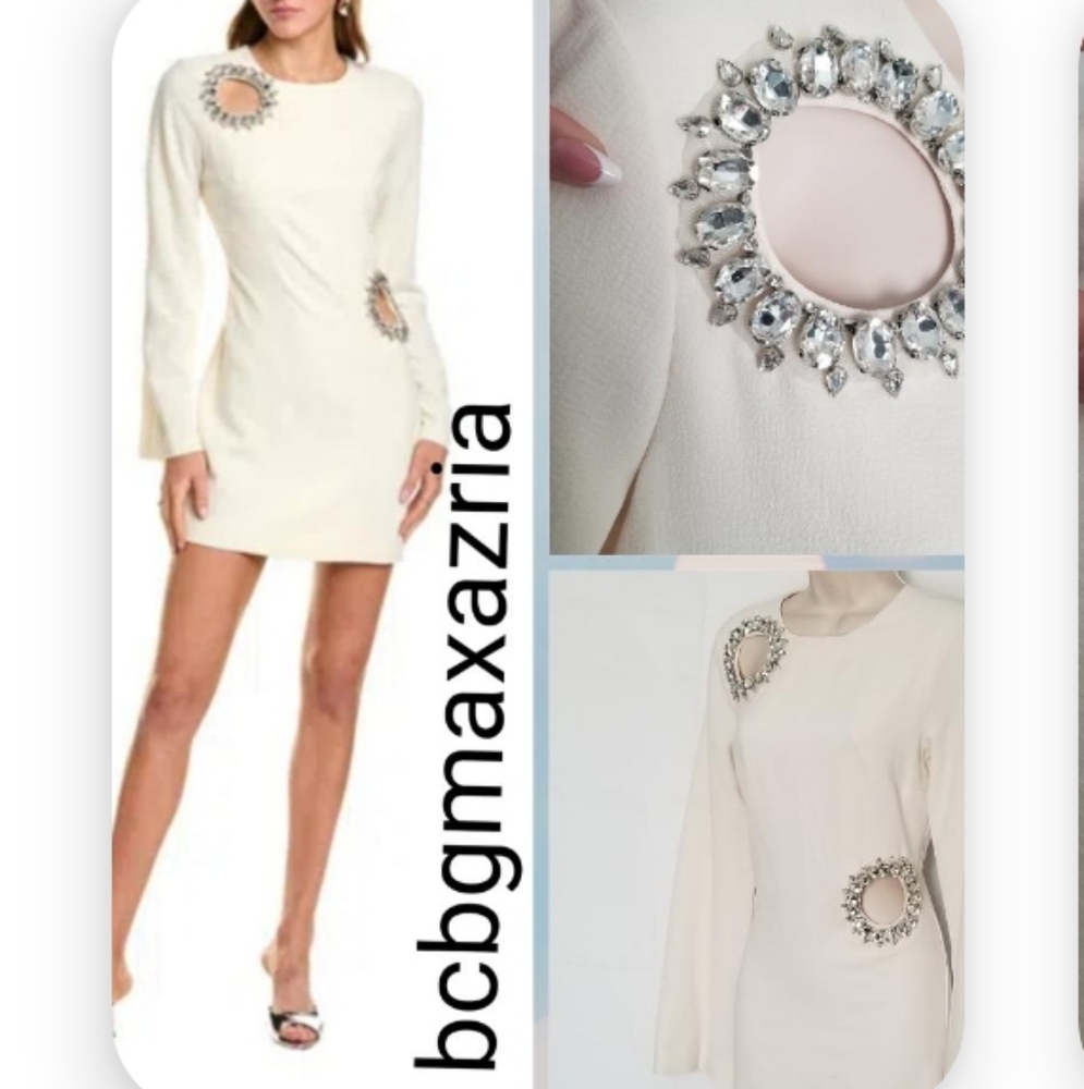 NEW  GBCBGMAXAZRIA BLACK COLOR EMBELLISHED CUTOUT  BELL SLEEVE MINI DRES - Picture 7 of 7